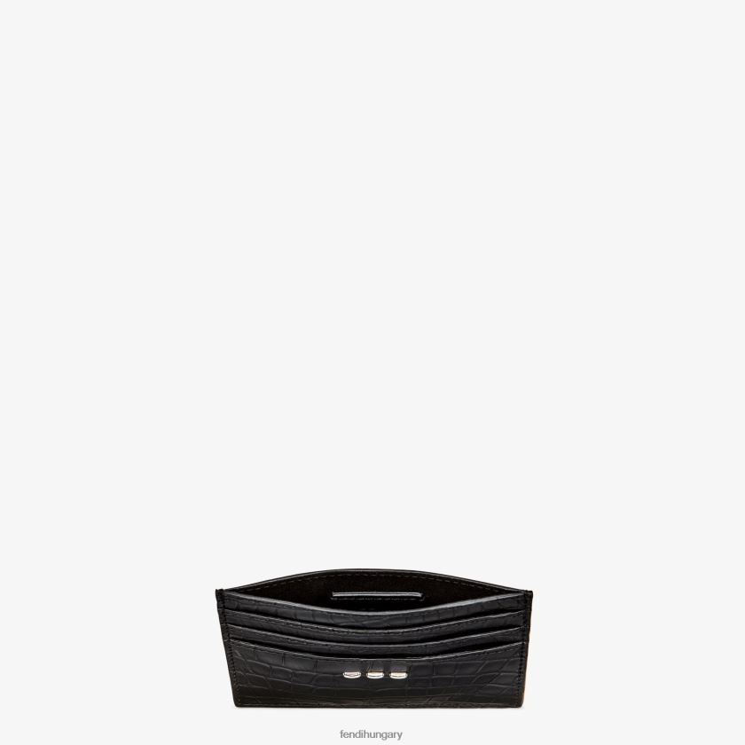 Fendi férfiak aligátor bőr kártyatartó 2H0H8Z2678 kiegészítők fekete