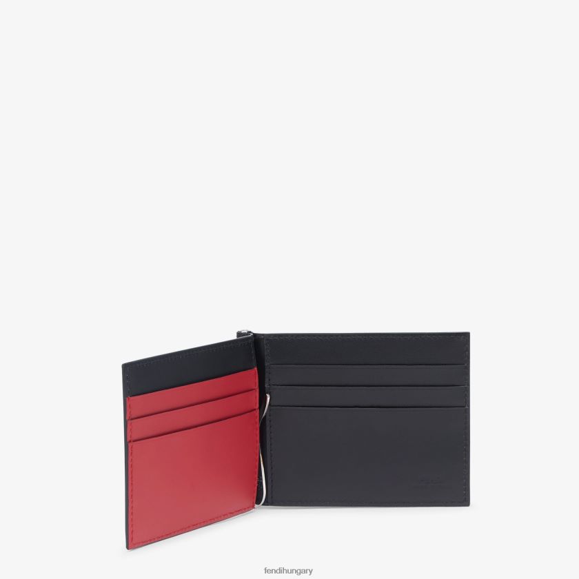 Fendi férfiak bőr pénzcsipesz 2H0H8Z2655 kiegészítők fekete