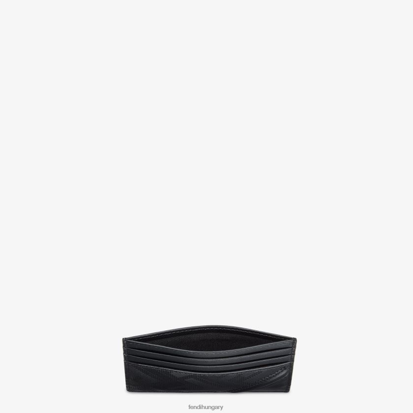 Fendi férfiak árnyék átlós bőr kártyatartó 2H0H8Z2575 kiegészítők fekete