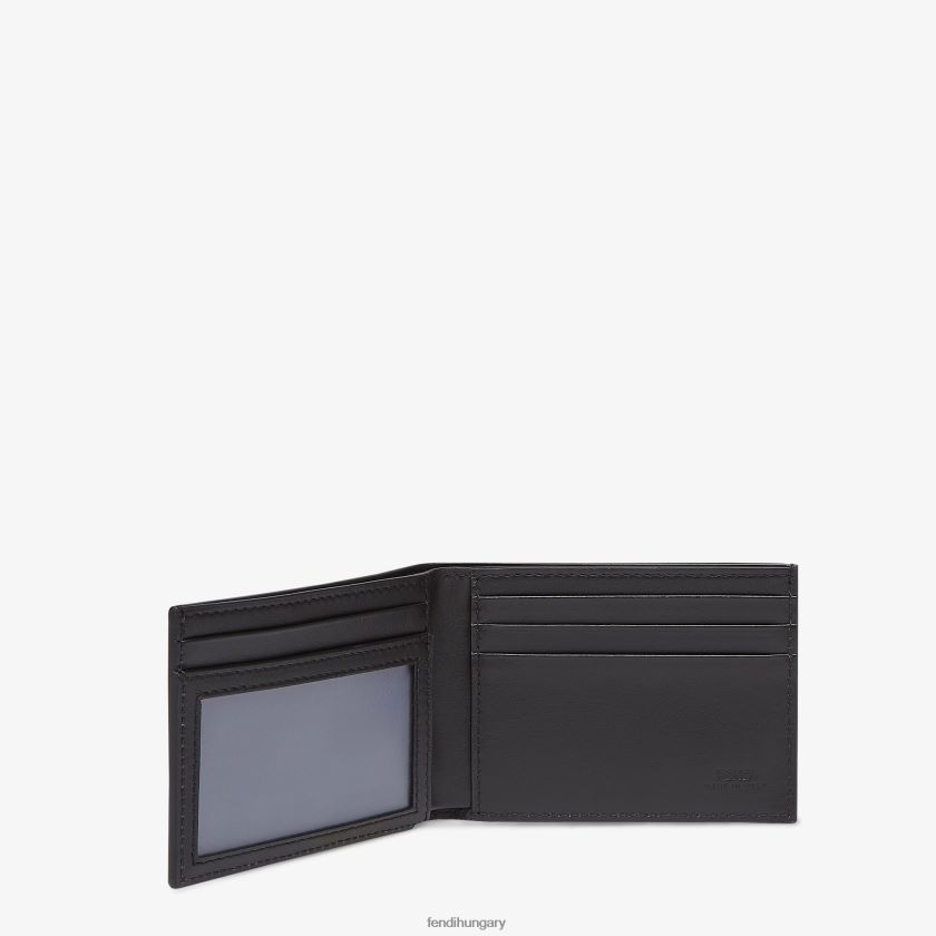 Fendi férfiak amerikai dollár aláírású, kétfelé hajtható bőr pénztárca 2H0H8Z2615 kiegészítők fekete