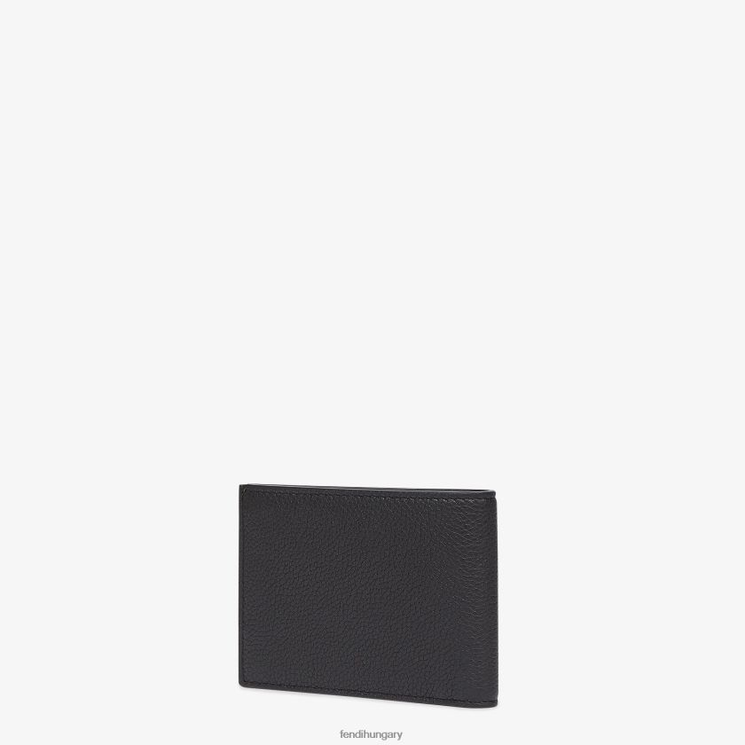 Fendi férfiak amerikai dollár aláírású, kétfelé hajtható bőr pénztárca 2H0H8Z2615 kiegészítők fekete