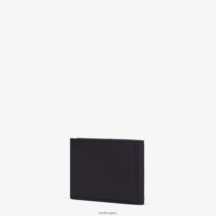 Fendi férfiak amerikai dolláros bőr, kétfelé hajtható pénztárca 2H0H8Z2665 kiegészítők fekete