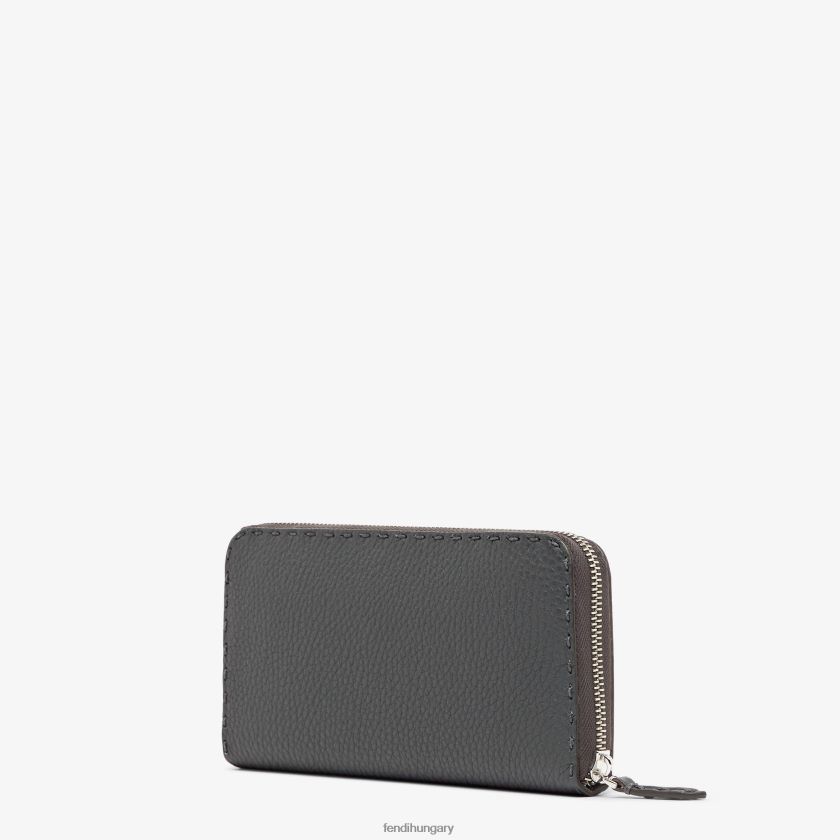 Fendi férfiak cipzáras selleria bőr pénztárca 2H0H8Z2643 kiegészítők szürke