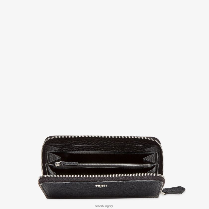 Fendi férfiak cipzáras selleria bőr pénztárca 2H0H8Z2647 kiegészítők fekete