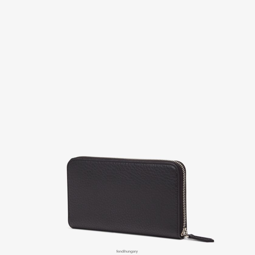 Fendi férfiak cipzáras selleria bőr pénztárca 2H0H8Z2656 kiegészítők fekete