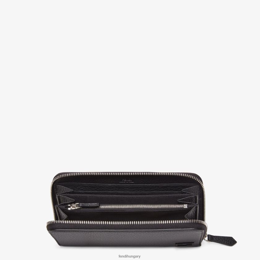 Fendi férfiak cipzáras selleria bőr pénztárca 2H0H8Z2656 kiegészítők fekete