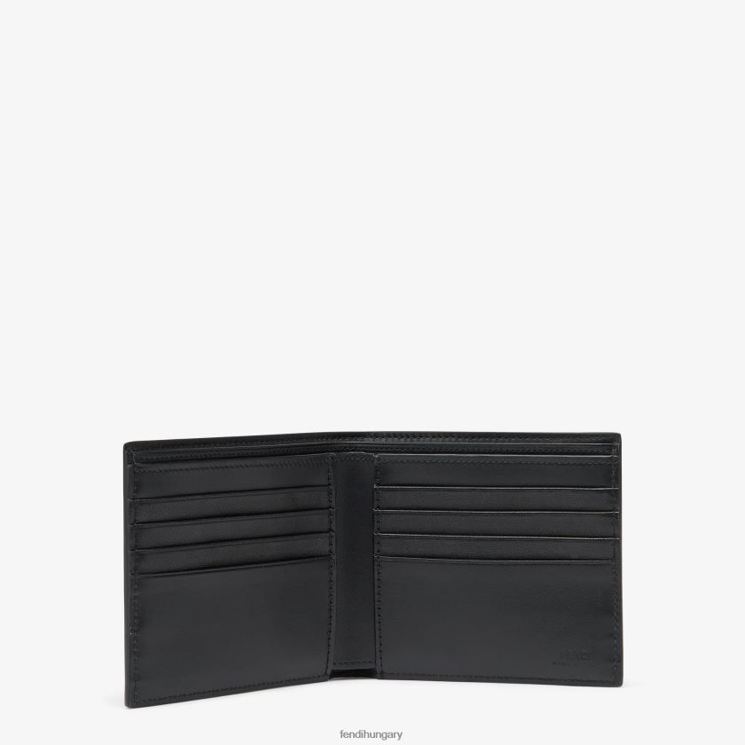 Fendi férfiak árnyék átlós bőr, kétfelé hajtható pénztárca 2H0H8Z2645 kiegészítők fekete