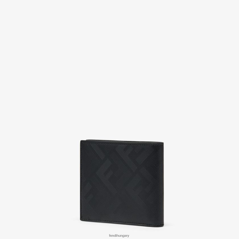 Fendi férfiak árnyék átlós bőr, kétfelé hajtható pénztárca 2H0H8Z2645 kiegészítők fekete