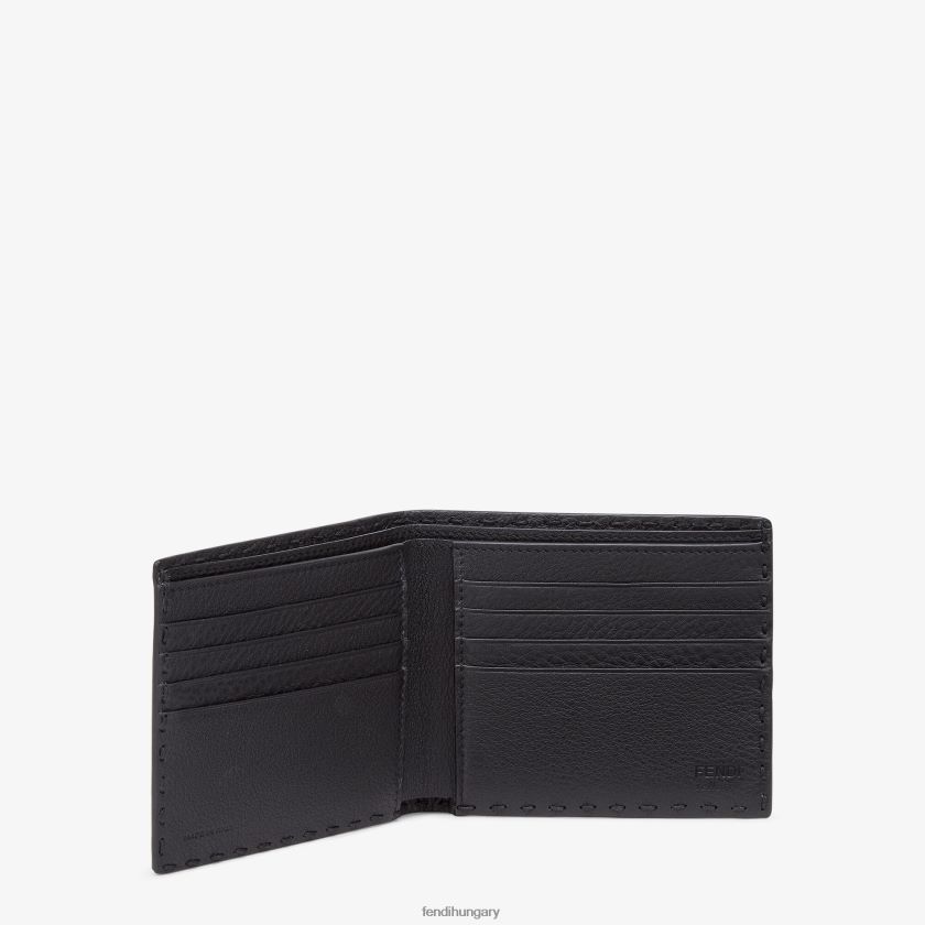 Fendi férfiak selleria bőr, kettéhajtható pénztárca 2H0H8Z2608 kiegészítők fekete