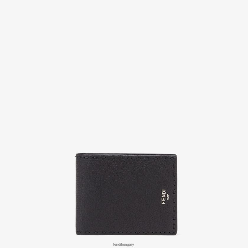 Fendi férfiak selleria bőr, kettéhajtható pénztárca 2H0H8Z2648 kiegészítők fekete