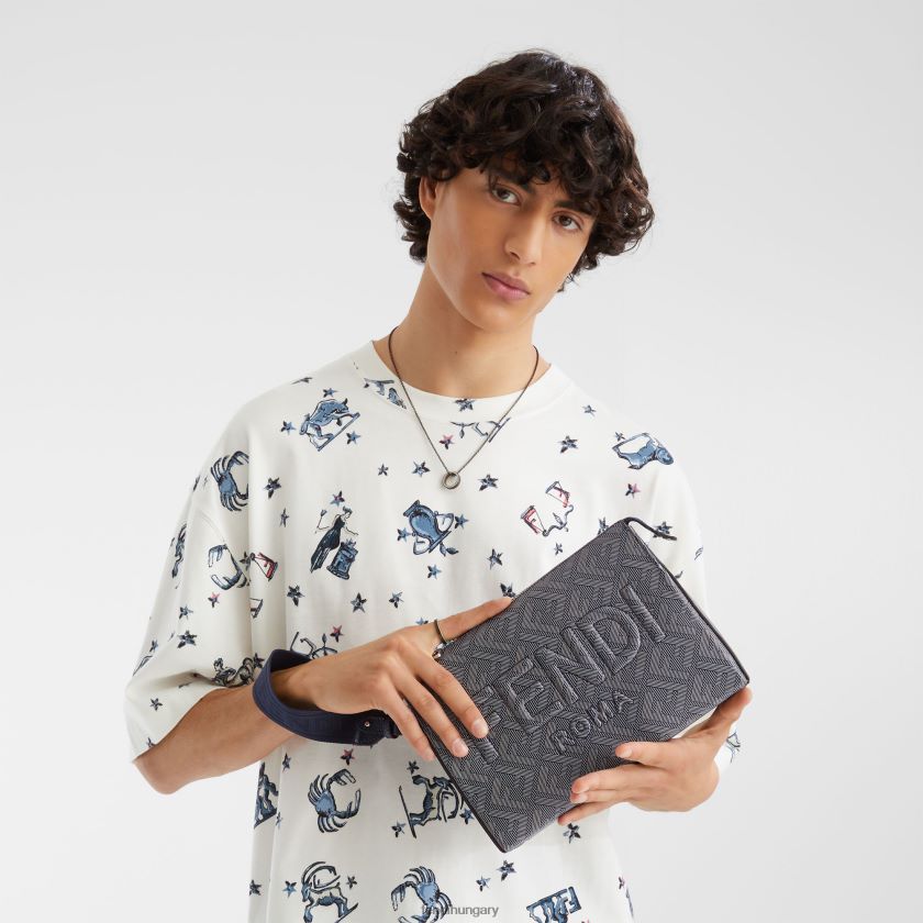 Fendi férfiak bőr kuplungtáska csíkos ff nyomattal 2H0H8Z1792 kiegészítők sokszínű