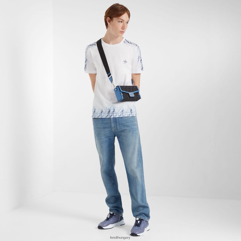 Fendi férfiak bőr és ff szövettáska 2H0H8Z1807 kiegészítők kék