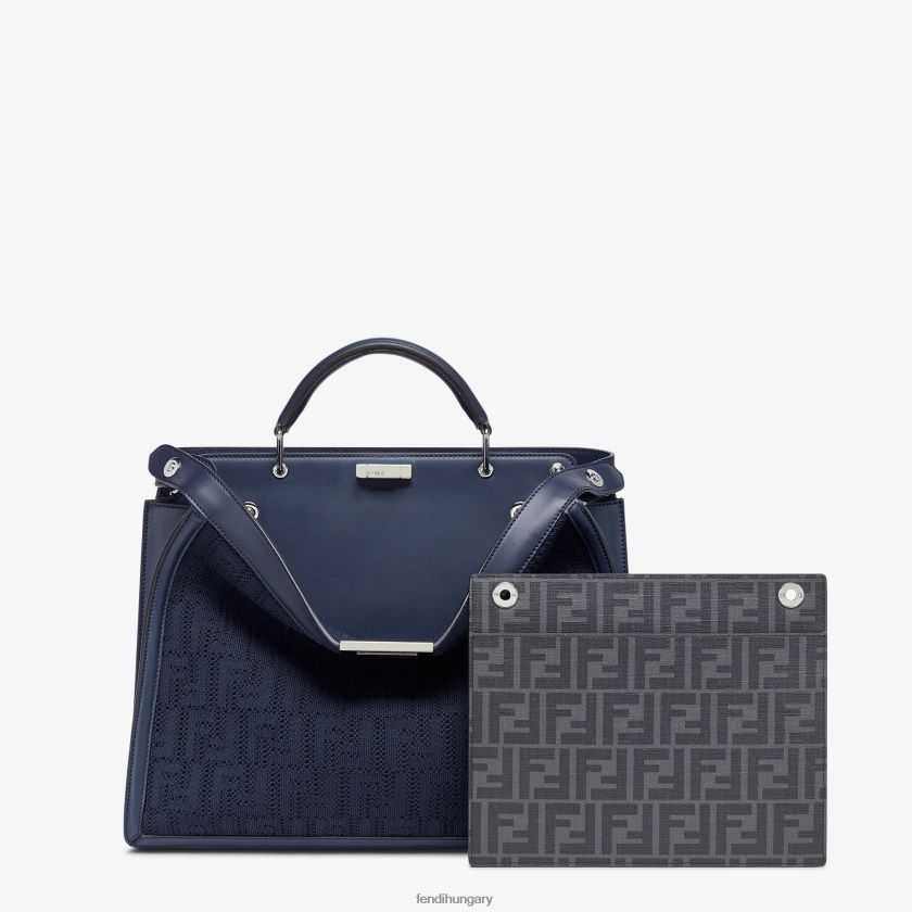 Fendi férfiak ff kötött és bőr táska 2H0H8Z1831 kiegészítők kék