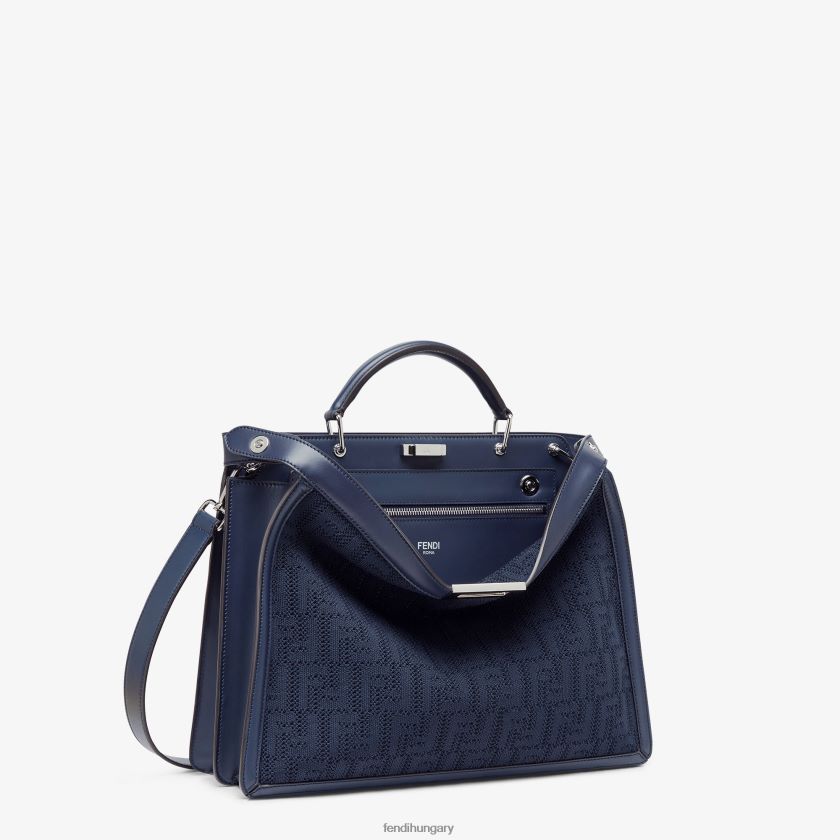 Fendi férfiak ff kötött és bőr táska 2H0H8Z1831 kiegészítők kék