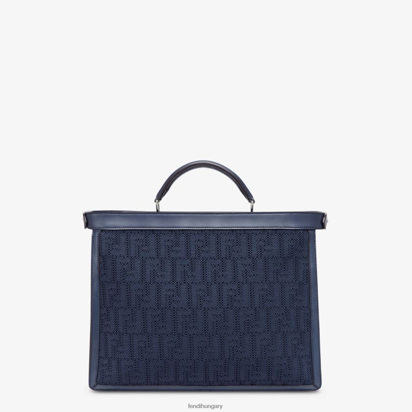 Fendi férfiak ff kötött és bőr táska 2H0H8Z1831 kiegészítők kék