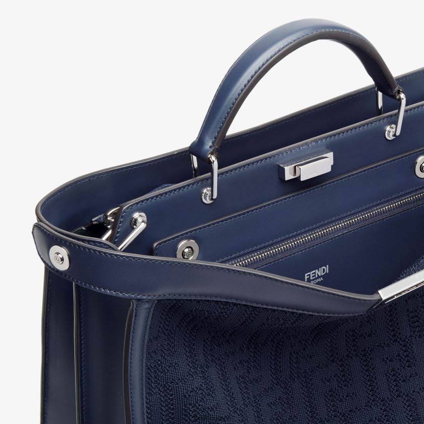 Fendi férfiak ff kötött és bőr táska 2H0H8Z1831 kiegészítők kék