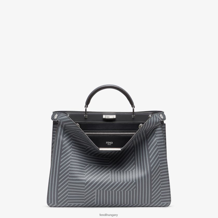 Fendi férfiak kéttónusú nyomott bőrtáska 2H0H8Z1819 kiegészítők szürke