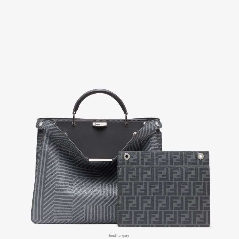 Fendi férfiak kéttónusú nyomott bőrtáska 2H0H8Z1819 kiegészítők szürke