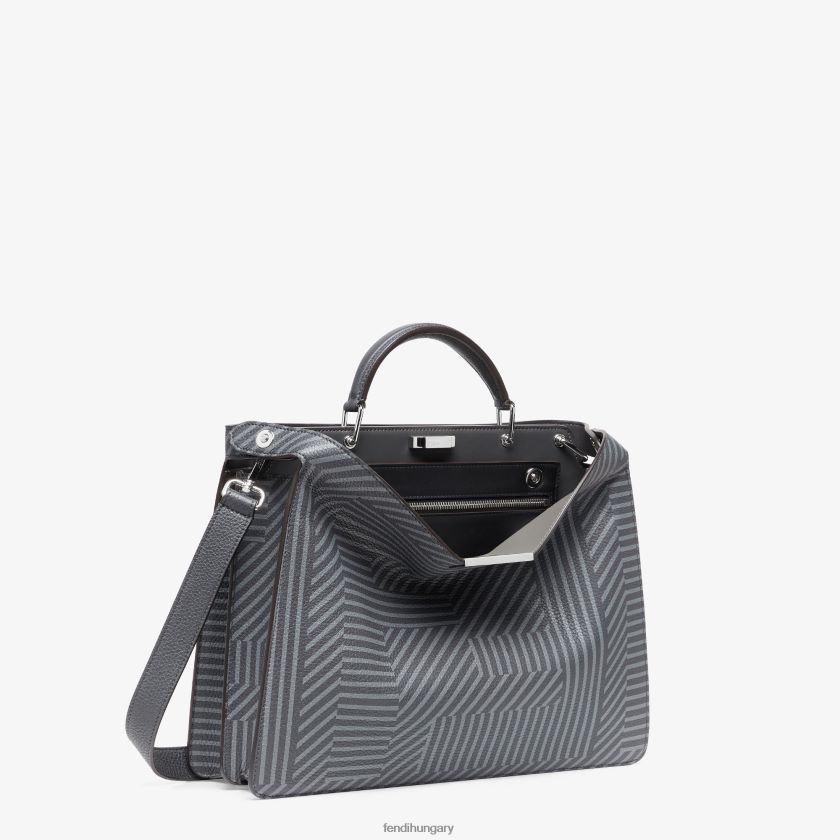 Fendi férfiak kéttónusú nyomott bőrtáska 2H0H8Z1819 kiegészítők szürke