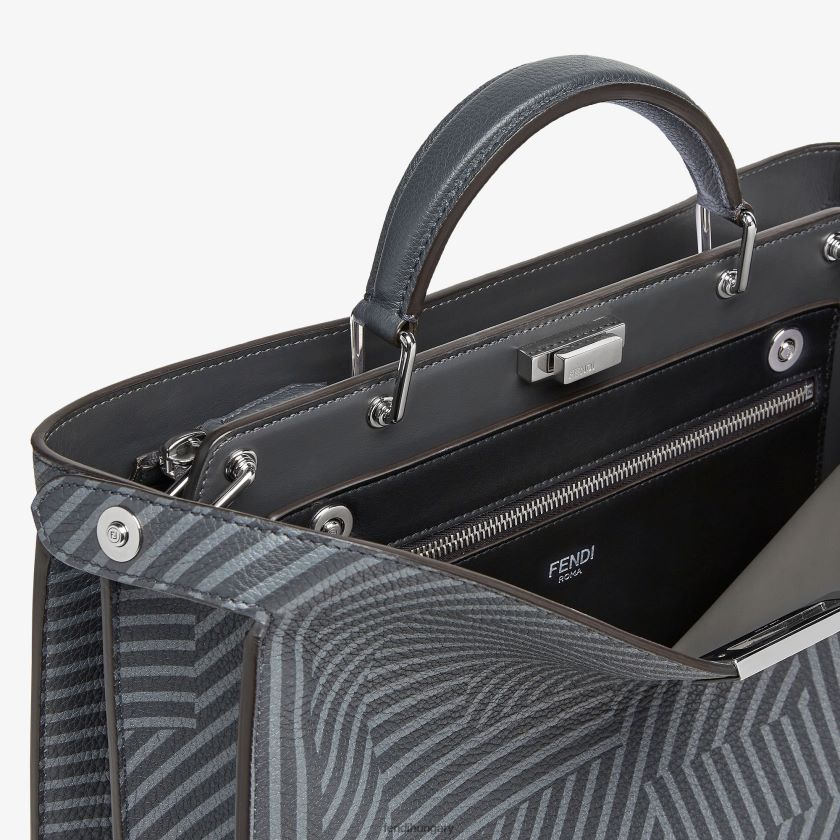 Fendi férfiak kéttónusú nyomott bőrtáska 2H0H8Z1819 kiegészítők szürke