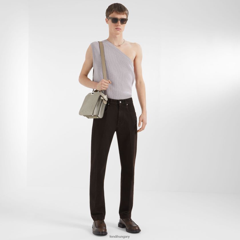 Fendi férfiak kéttónusú nyomott bőrtáska 2H0H8Z1820 kiegészítők bézs