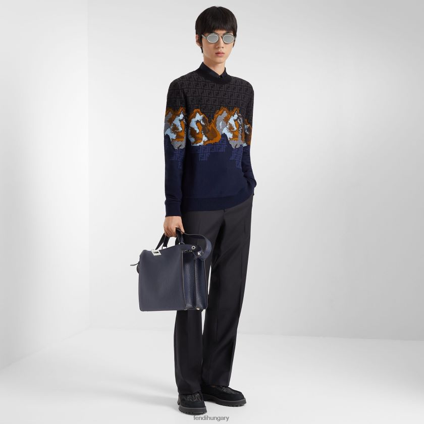 Fendi férfiak peekaboo iseeu közepes bőrtáska 2H0H8Z1833 kiegészítők kék