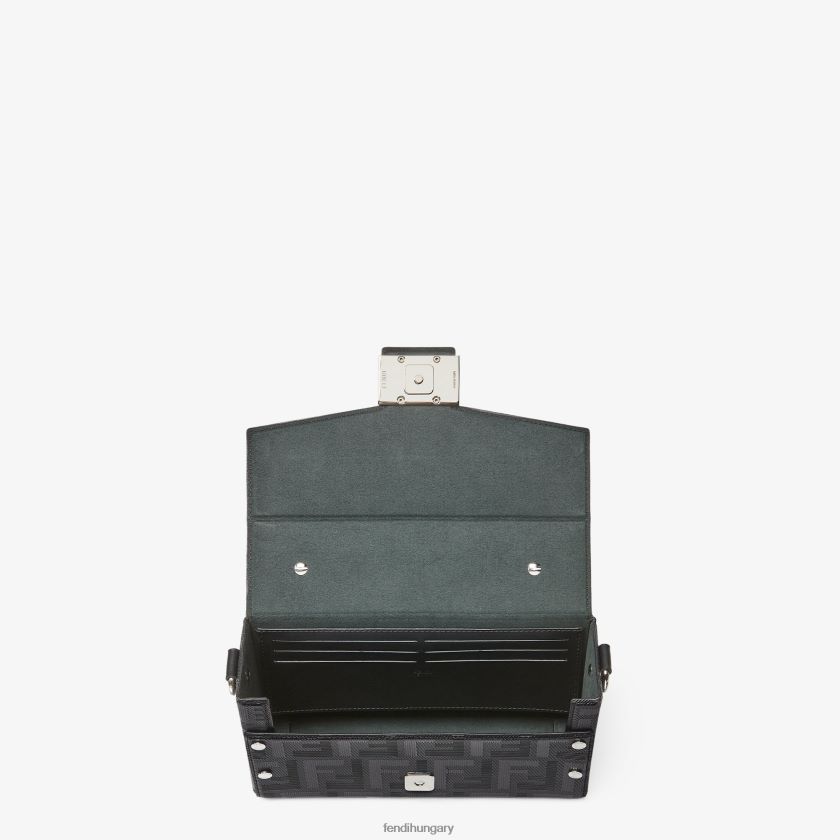 Fendi férfiak puha csomagtartós bagett bőrtáska 2H0H8Z1801 kiegészítők fekete