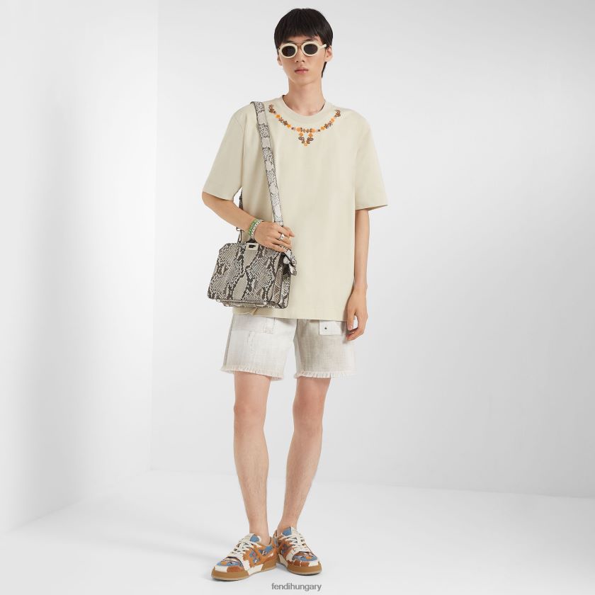 Fendi férfiak python és bőrtáska 2H0H8Z1834 kiegészítők bézs