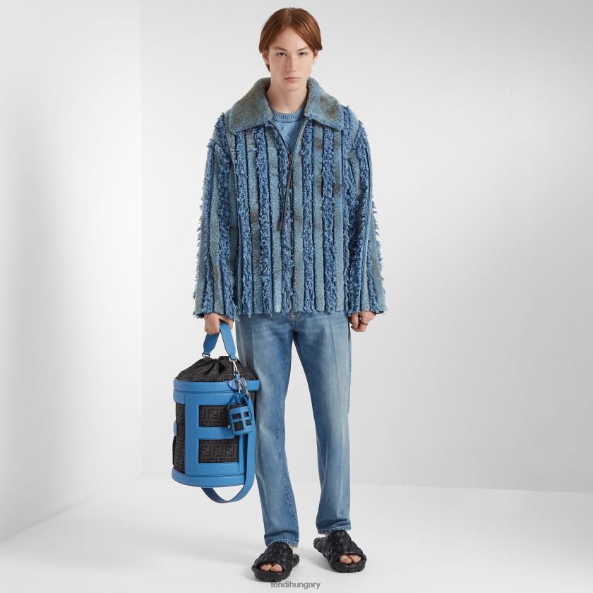 Fendi férfiak vödörtáska bőr bűbáj 2H0H8Z2417 kiegészítők világoskék