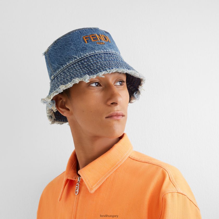 Fendi férfiak farmer vödör sapka 2H0H8Z2398 kiegészítők kék