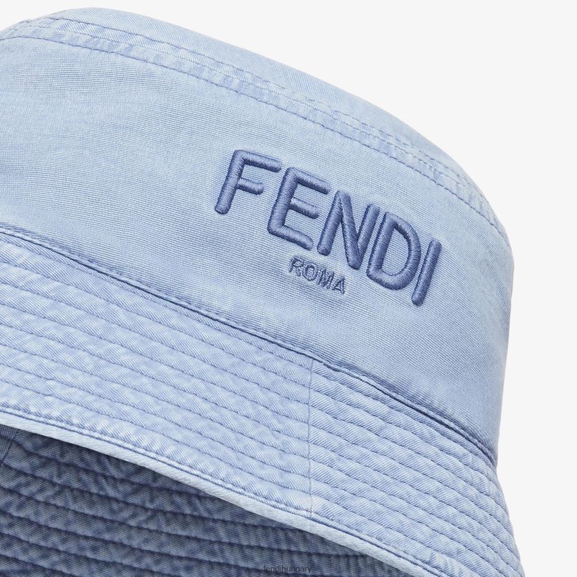 Fendi férfiak pamut horgász stílusú sapka 2H0H8Z2402 kiegészítők világoskék