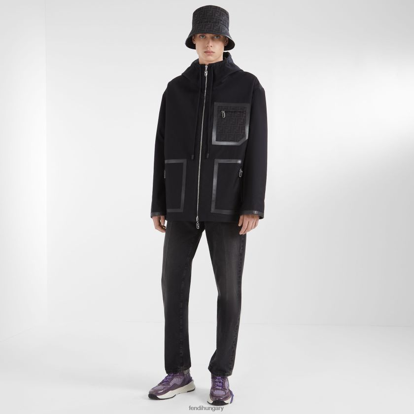 Fendi férfiak szövet vödör sapka 2H0H8Z2491 kiegészítők fekete