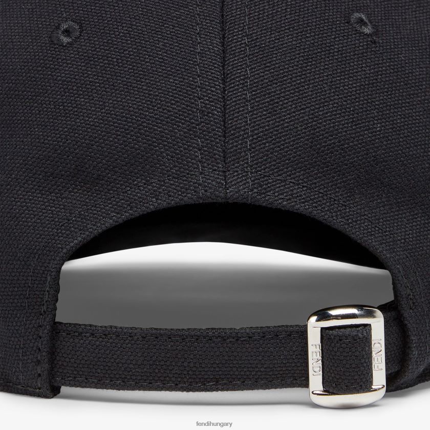 Fendi férfiak vászon baseball sapka 2H0H8Z2324 kiegészítők fekete