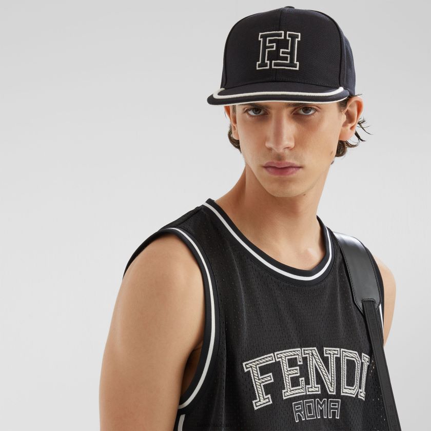 Fendi férfiak vászon baseball sapka 2H0H8Z2558 kiegészítők fekete