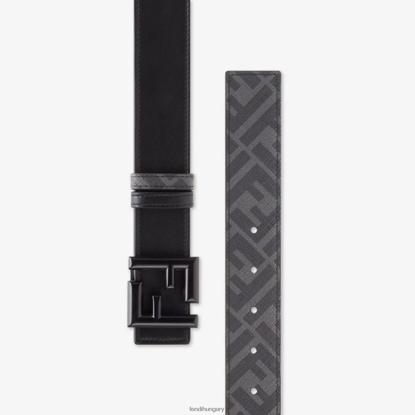 Fendi férfiak ff lekerekített bőr megfordítható öv 2H0H8Z2376 kiegészítők fekete