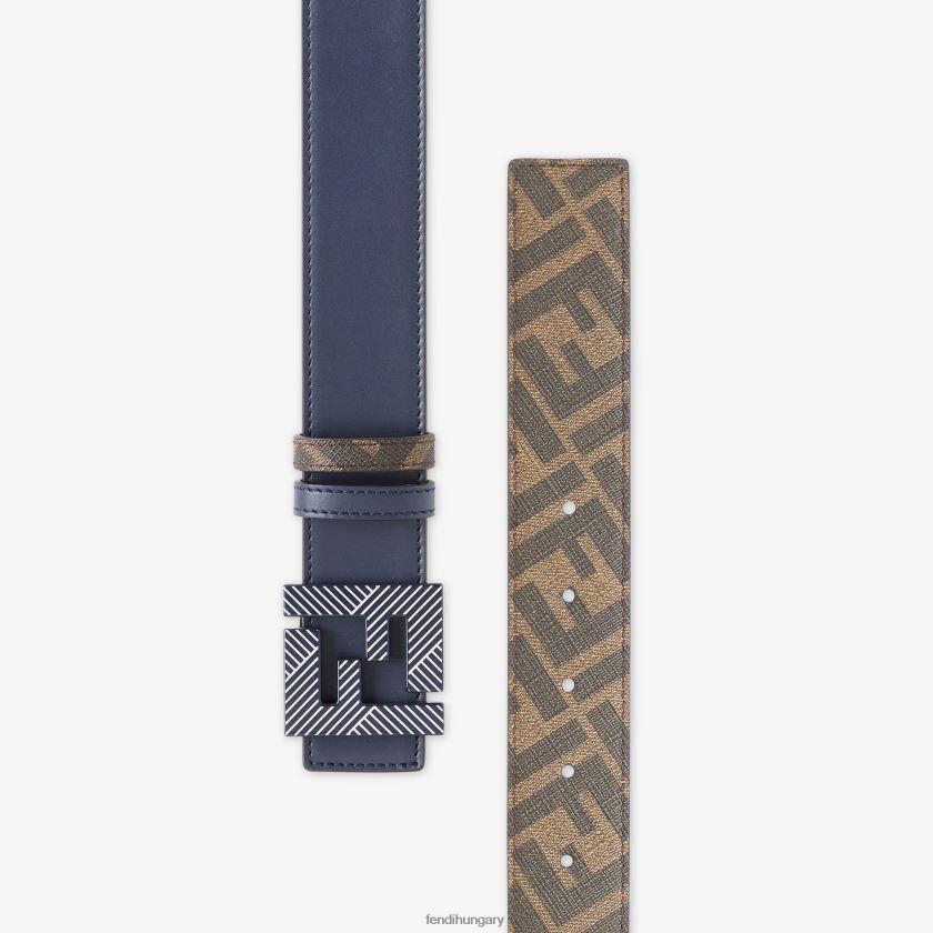 Fendi férfiak szögletes ff bőr megfordítható öv 2H0H8Z2329 kiegészítők kék