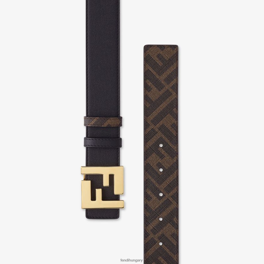 Fendi férfiak szögletes ff bőr megfordítható öv 2H0H8Z2334 kiegészítők fekete