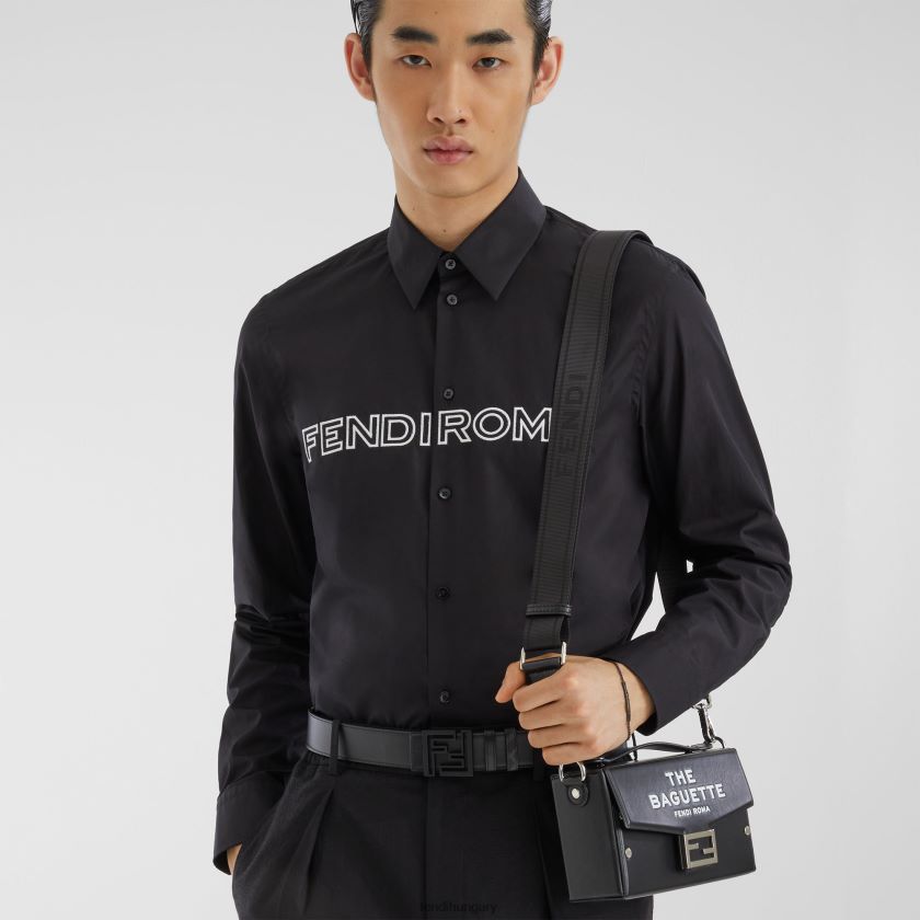 Fendi férfiak szögletes ff bőr megfordítható öv 2H0H8Z2377 kiegészítők fekete